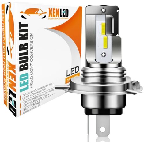 Ampoule Bi-LED H4 Easy2 - 9-32Vdc - 5000K - 2500lms - XENLED - 100W d'éclairage - P43t-38