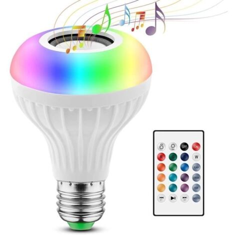 Ampoule Bluetooth LED - 2 EN 1 Lampe - Couleurs E27 Enceinte Musique - Hauts-parleurs RGB Lampe Couleur