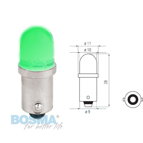 Ampoule BOSMA 12V 1LED STANDARD BA9s VERT BLISTER (2 pcs.)