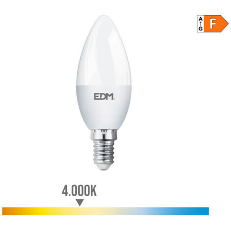Ampoule bougie LED EDM E14 7W 600lm 4000K Lumière du jour Ø3,5x10,7cm