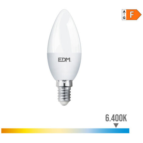 Ampoule Bougie LED EDM E14 7W 600lm 6400K Lumière Froide Ø3,5x10,7cm