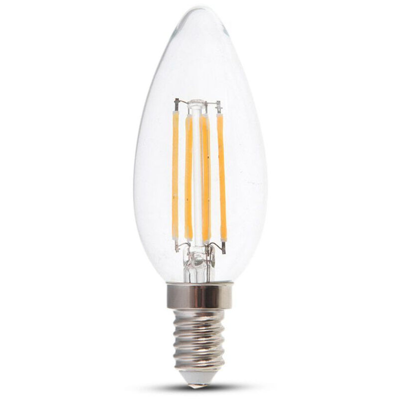 V-tac - VT-2304D Ampoule bougie led E14 lampe à incandescence dimmable 4W 100lm/W lumière blanc chaud 3000K - 2870 - Transparent