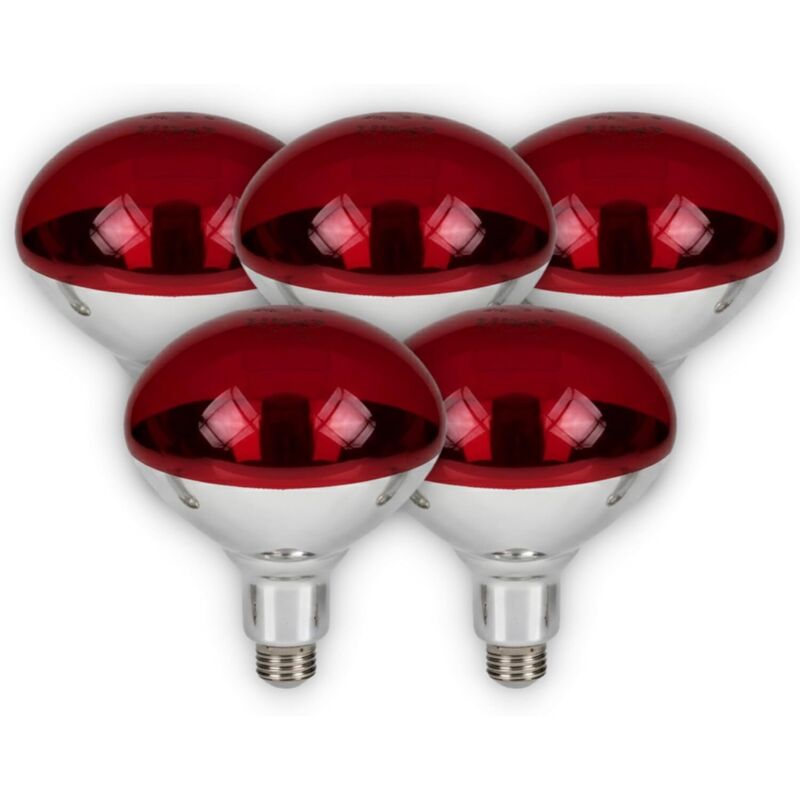 Ampoule Chauffante 150W E27, Lampe Infrarouge Rouge pour Terrarium, Chiens, Thérapie de Chaleur, Lampe Chauffante Animaux (Pack 5)