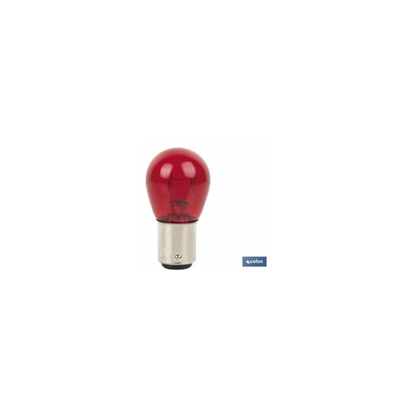 Lampe Cofan 2 pôles rouge excentrée p21/5w (baw15d) 12v vente unitaire La lampe cofan 2 pôles rouge
