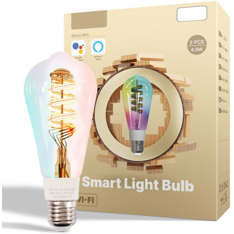 Ampoule connectée 4,9 W E27, remplaçant une ampoule à incandescence de 40 W, compatible avec la gradation RGBCCT (2700-6500 K), Wi-Fi et assistants vocaux, contrôlable via application et commandes voc