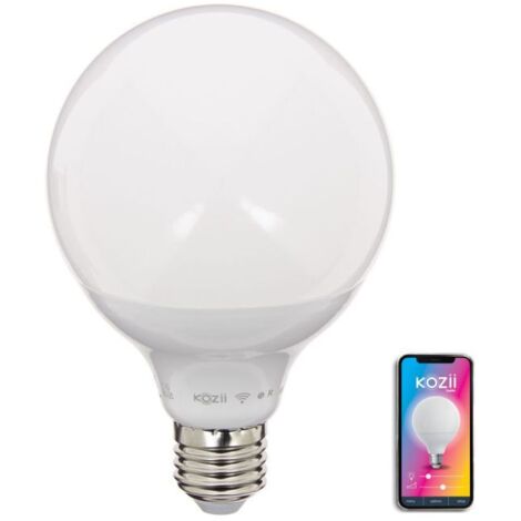 Ampoule connectée E27 G95 1521 lumens – Blancs 2700-6500K et couleurs RGB – 14W équivalent 100W – Angle d'éclairage 180° – Kozii