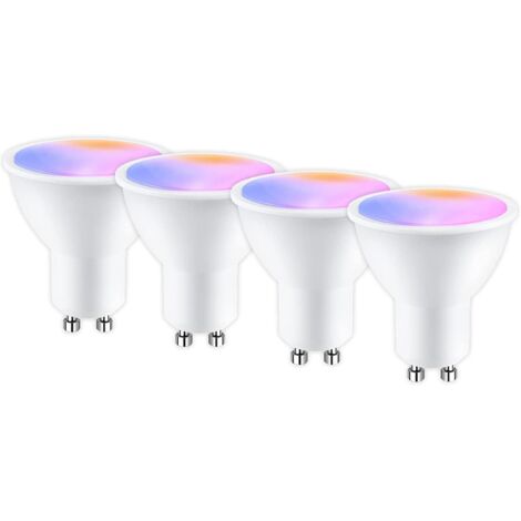 Ampoule Connectée Gu10 WiFi 5W 400LM LED RGB 2700K-6500K Compatible avec Alexa/Google Home, APP Télécommande, Contrôle Vocal, Ampoule Intelligente Aucun Hub Requis, 4 PCS