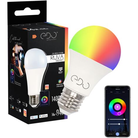 Ampoule connectée LED RUVA E27 14W RGB+CCT 2700-6500K 1400lm WiFi Tuya Smart Edo Solutions