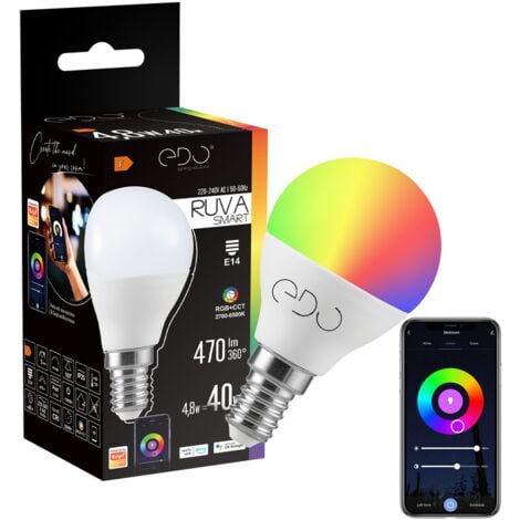 Ampoule connectée RUVA E14 4,8W WiFi RGB+CCT 2700K-6500K 470lm EDO Solutions