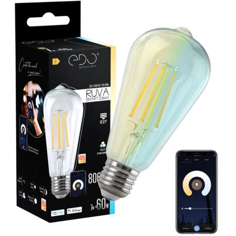 Ampoule connectée RUVA Smart EDISON dimmable E27 7W 2700-6500K 806lm WiFi Tuya Smart EDO Solutions