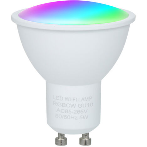 Ampoule connectée Wi-Fi GU10 5W - Blanc + RGB 16 millions couleurs - Commande vocale et application - Minuterie AC85-265V
