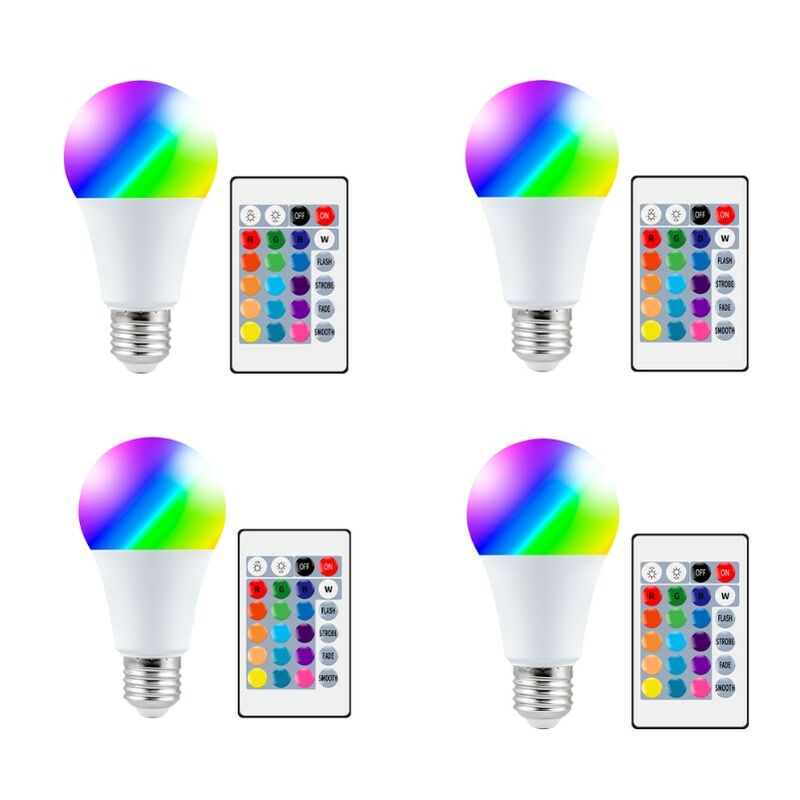 Ampoule Couleur led, Équivalent 40W(Lot de 4), E27 Telecommande Blanc Chaud (2700K) Changement de couleur Ampoule 5W - rgb 12 choix de couleur