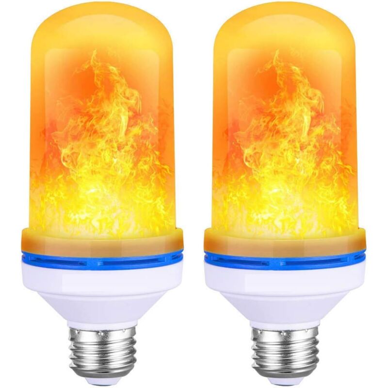 Ampoule de Flamme E27 5W LED Ampoule Effet Flamme, 4 couleurs de flamme d'éclairage, Capteur de Gravité Ampoule à Flamme pour Décoration(Jaune x 2)