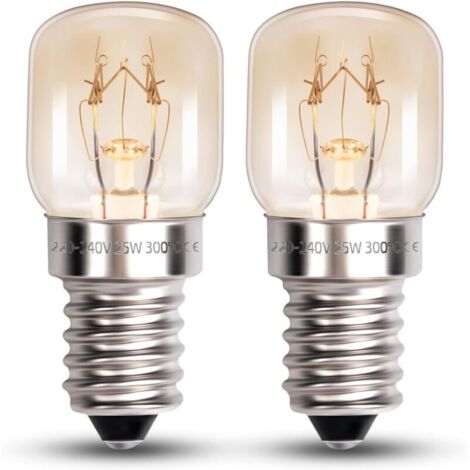 Ampoule de Four T22 E14 25W Blanc Chaud 2700k, AC 220-240V, jusqu'à 300°C, Lampe Four 25W Petit Culot, Ampoule pour Four Micro-Ondes, Lampe à Sel, Dimmable, lot de 2