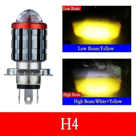 ampoule de phare de moto H4 Ba20d 9003 HB2 H6 à faisceau haut/bas LED blanc/jaune 12-80 V