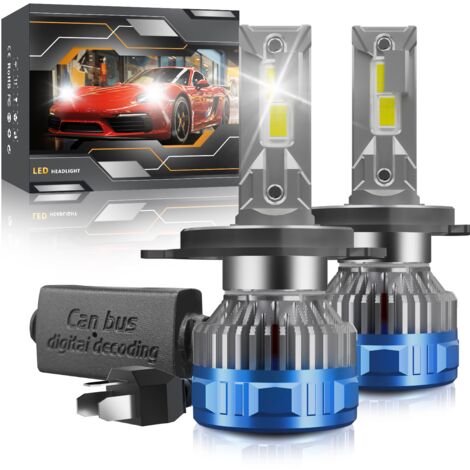 Ampoule de phare LED H4 pour voiture, kit de conversion de phare LED 60 W, 60 000 lm, 6 000 K, refroidissement à 12 000 tr/min, super lumineuse, étanche, feux de route et de croisement, lot de 2