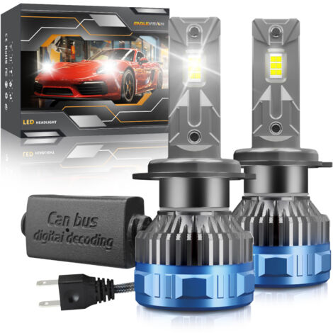 Ampoule de phare LED H7 pour voiture, kit de conversion de phare LED 60 W 60 000 lm 6 000 K, refroidissement à vitesse de 12 000 tr/min, lot de 2