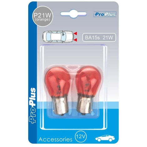 Ampoule de voiture 12v 21w ba15s orange 2 pieces sous blister