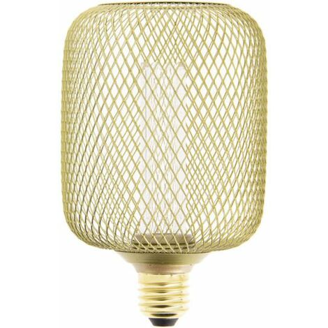 XANLITE Ampoule Déco Cage Cylindre Doré, culot E27, Hologramme, Blanc chaud