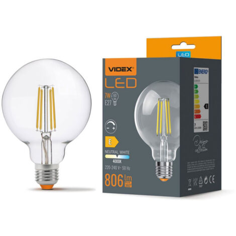 Ampoule déco dimmable G95 7W E27 4000K 806lm Videx