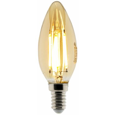 Ampoule Déco filament LED ambrée Flamme 4W E14 400lm 2500KK