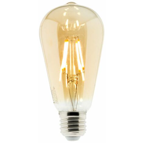 Ampoule Déco filament LED ambrée ST64 4W E27 400lm 2500K