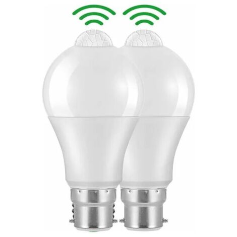 Ampoule Detecteur de Mouvement B22 Baïonnette LED, 12W, 1020lm, Blanc Froid 6000 K, CIR 85, étanches IP42 à économie d'énergie, non dimmable