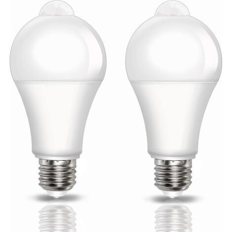 Ampoule Détecteur de Mouvement E27 9W, 800LM Blanc Froid 6500K Ampoule LED E27 Capteur PIR, Auto On/Off, pour Couloir, Escalier, Garage, AC 220V, 120 Degrees, Lot de 2