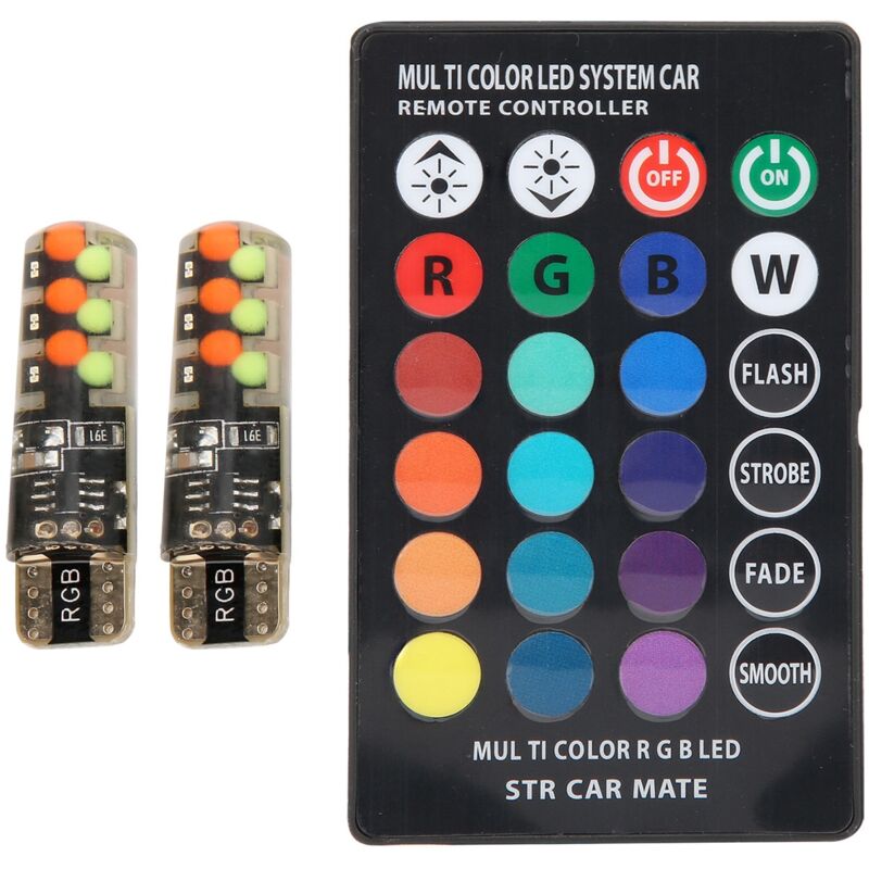 Tuserxln - Ampoule d'indicateur de voiture colorée, lumière de télécommande avec Flash de dynamitage rgb universel pour véhicules 2 pièces