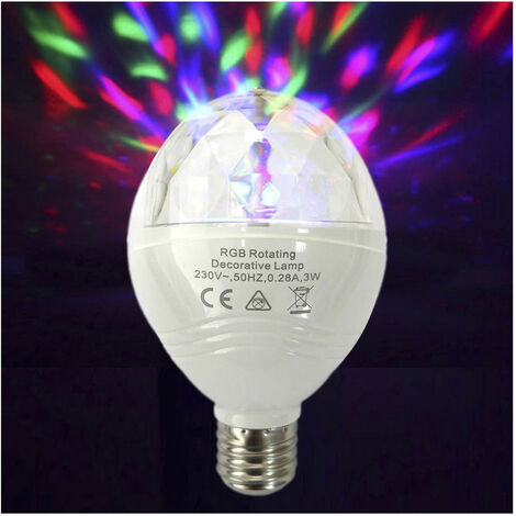 Ampoule rechargeable rotative à jeu de Lumière multicolore effet