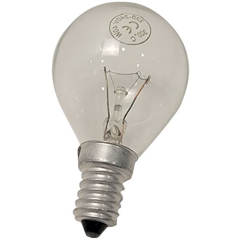 Ampoule E14 40W 300°C (00057874) Four micro-ondes SAUTER, ARISTON HOTPOINT, JUNKER, CUISINE PLUS, CONSTRUCTA, CANDY, ELEKTRA-BREGENZ, NEFF, VEDETTE, SCHOLTES, VESTEL, BOSCH, SANGIORGIO, VIVA, MAGIC LI