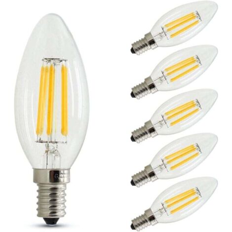 Ampoule E14 Bougie à Intensité Variable Flamme,4W Equivalence Incandescence 40W,Blanc Chaud(2700K),400lm,Lot de 6 [Classe énergétique A+],