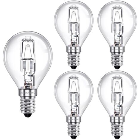 Ampoule E14 G45 28W Dimmable, 230V Ampoule Globe E14 Clair Blanc Chaud 2700K, G45 E14 Transparent pour Lustre, Plafonnier, Lampadaire, Lot de 5