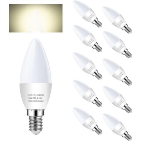 Ampoule E14 LED C37 5.5W, Blanc Chaud 2700K, équivalent Ampoule Incandescente 60W, 600lm Ampoule , Angle du faisceau 270°, CRI＞80, Non Dimmable, Lot de 12