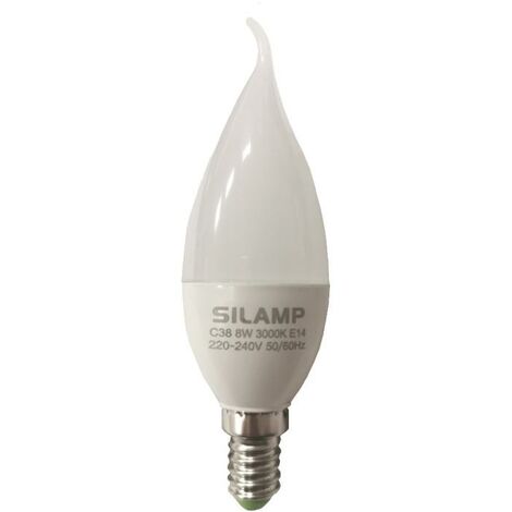 Ampoule E14 LED Flamme 8W 220V Ø38mm - Unité / Blanc Chaud  - SILUMEN