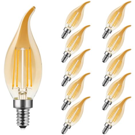 Ampoule E14 LED,4W Ampoules LED E14,2700K Blanc Chaud,4W Équivalent Ampoule Incandescente 35W,350LM,Ambré,Ampoule Petit Culot à Vis,Non Dimmable,Lot de 10