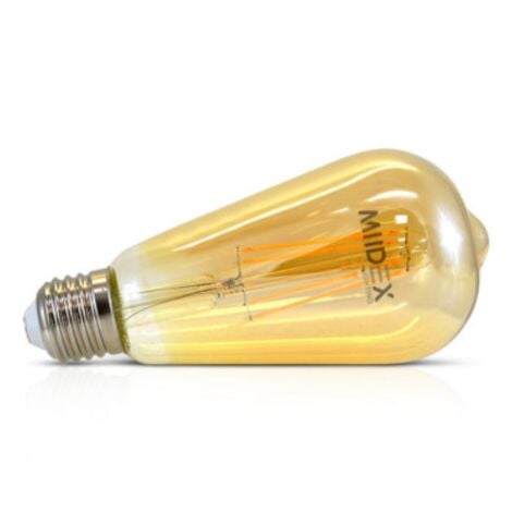 MIIDEX LIGHTING Ampoule LED E27 Edison Golden ST64 8W COB Filament blanc-chaud-2700k - non-dimmable - golden