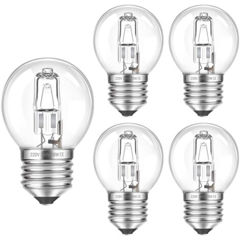 Ampoule E27 G45 28W Dimmable, 230V Ampoule Globe E27 Clair Blanc Chaud 2700K, G45 E27 Transparent pour Lustre, Plafonnier, Lampadaire, Lot de 5