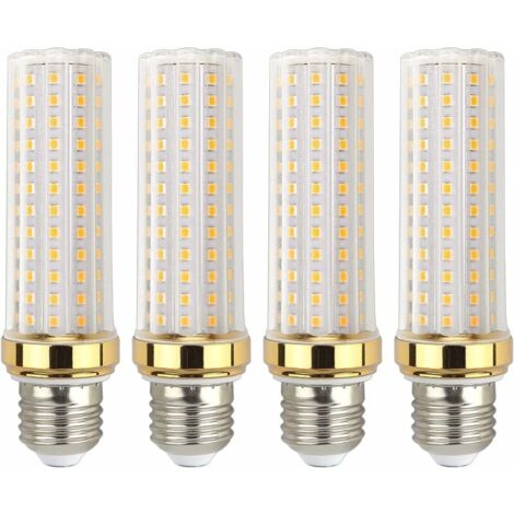 Ampoule E27 LED 20W Blanc Chaud, Équivalent à Lampe Halogène E27 150W, Ampoule LED Mais E27 Chaud pour Garage/Studio, lot de 4，