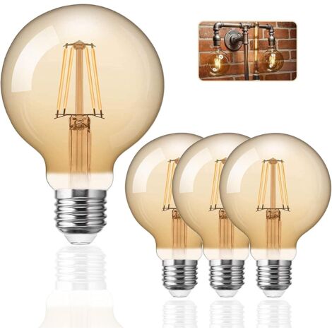 Ampoule E27 LED à incandescence, 4 W (remplace 40 W), ampoule rétro idéale pour éclairage nostalgique et rétro, blanc chaud(4PCS)