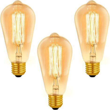 Ampoule E27 Vintage ST64 Dimmable 40W Blanc Chaud 2200K,400lm, AC 220V, Ampoule à Incandescence Rétro, E27 Filament Vintage Lampe pour Éclairage Décorative, lot de 3