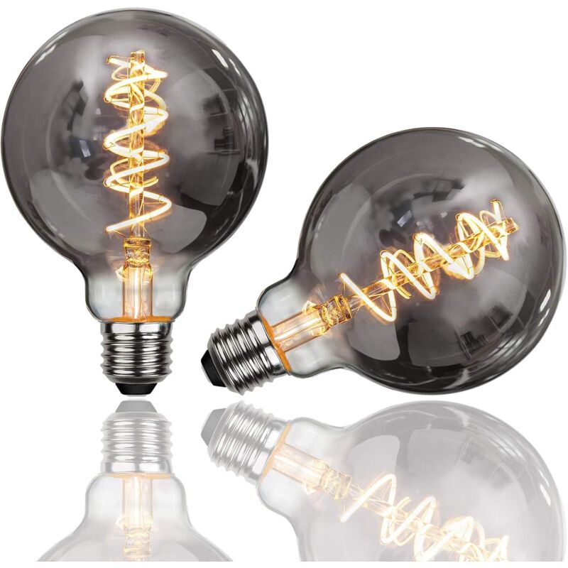 Ampoule Edison, 2 Pièces E27 G95 4W Ampoule LED Vintage Lampe Décorative Ampoules Rétro Filament Ampoule Antique Blanc Chaud pour Restaurant, Café,
