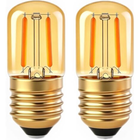 Ampoule Edison E27 Vintage, 1W LED Filament Equivalent 10W-15W Incandescence, Verre Ambré Blanc Chaud 2200K, Mini Rétro T28 E27 Ampoule Veilleuse Décorative, AC 230V, Non-Dimmable, Lot de 2