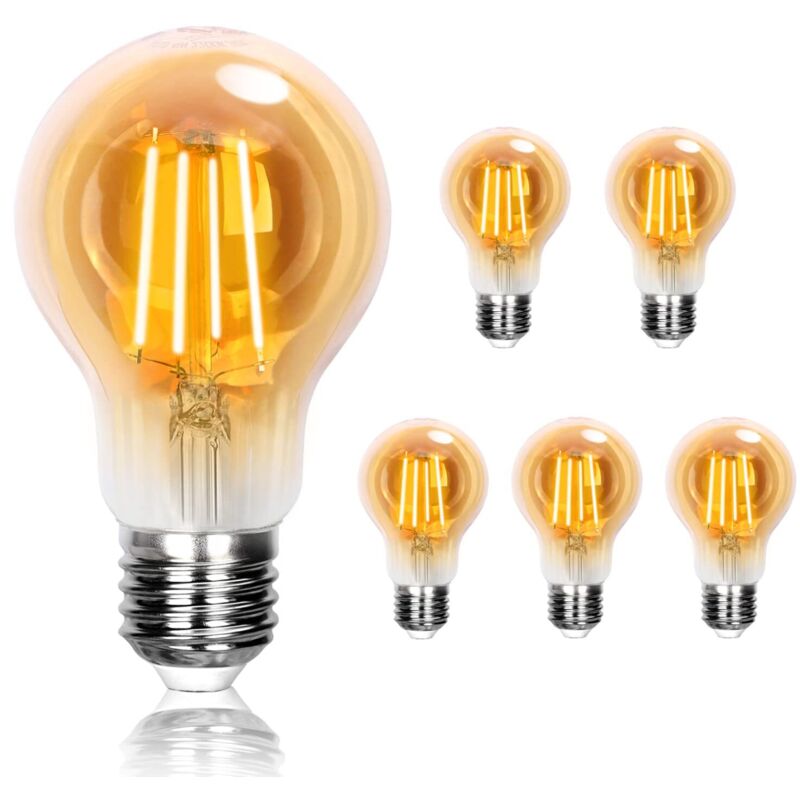 Beijiyi - Ampoule Edison vintage E27 8W, blanc chaud 2200K, lumière décorative A60, idéale pour la maison, bar, café, restaurant, non dimmable,