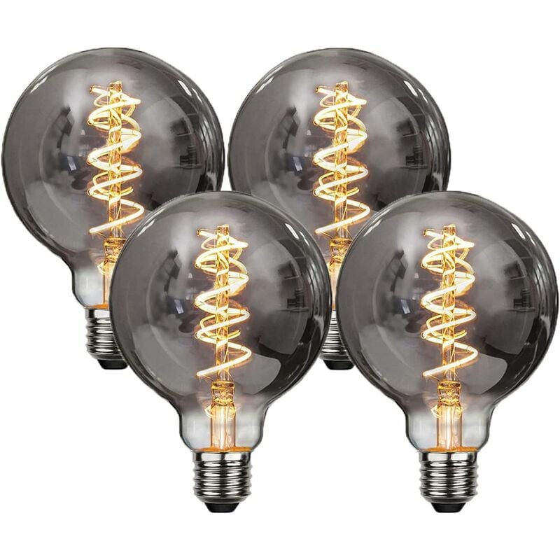 Ampoule Edison,4 Pièces E27 G95 4W Ampoule led Vintage Lampe Décorative Ampoules Rétro Filament Ampoule Antique Blanc Chaud pour Restaurant, Café,