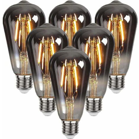 Ampoule Edison,6 Pièces E27 ST64 4W Ampoule LED Vintage Lampe Décorative Ampoules Rétro Filament Ampoule Antique Blanc Chaud pour Restaurant, Café, Windows,Showrooms,Ampoules à Incandescence