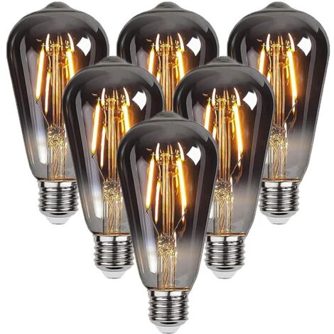 Ampoule Edison,6 Pièces E27 ST64 4W Ampoule LED Vintage Lampe Décorative Ampoules Rétro Filament Ampoule Antique Blanc Chaud pour Restaurant, Café, Windows,Showrooms,Ampoules à Incandescence
