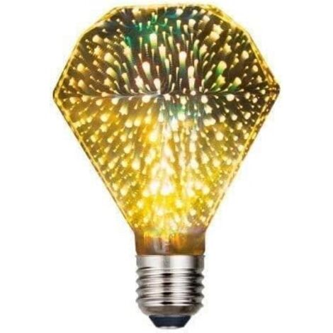 Ampoule Feu d'Artifice 3D, Ampoule en Verre Romantique Vintage Edison E27 – Ampoules Uniques pour la Maison, les Fêtes, – 4W
