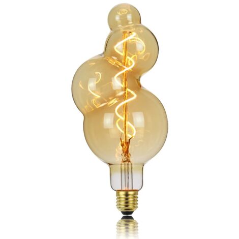 Ampoule filament LED BB100 4W Dimmable 2200K E27, Ampoule Globe Style Spirale Vintage décorative en verre ambré - Digilamp