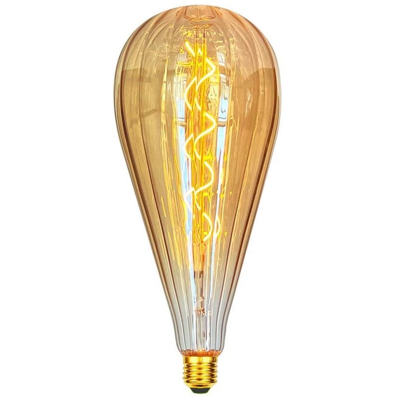 Ampoule filament led ST125 4W Dimmable 2200K E27, Ampoule Globe Goutte de Pluie Vintage décorative en verre ambré Digilamp